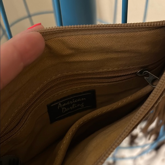 American Darling Brown and Gold cowhide Fringe Women's Bag - Picture 4 of 4